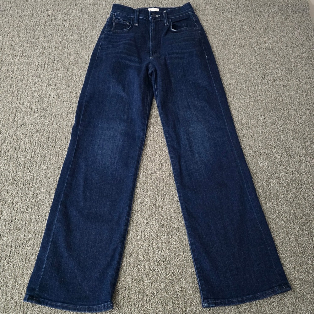 MOTHER The Rambler Zip Ankle Jeans 23 Animal Instinct Dark Wash Wide Straight